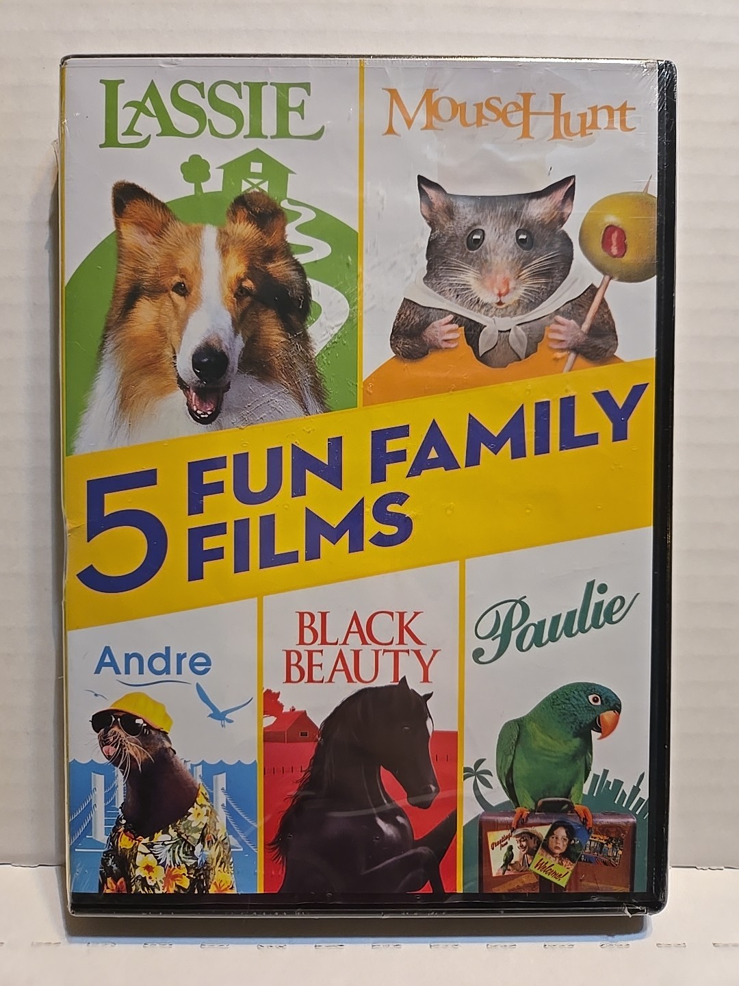 5 Fun Family Films Lassie/ Mouse Hunt/ Andre/ Black Beauty/ Paulie New Sealed