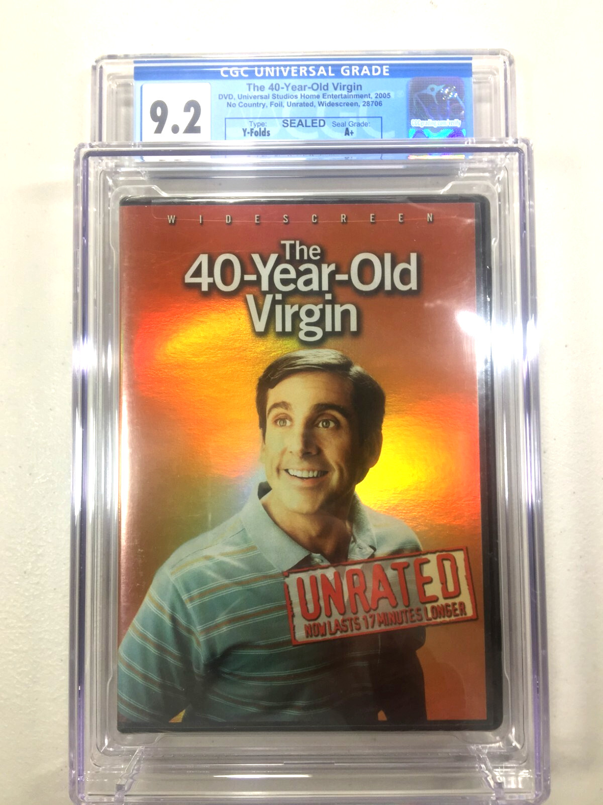 The 40-Year-Old Virgin CGC Graded 9.2 Refractor Cover DVD 2005 New A+ Seal