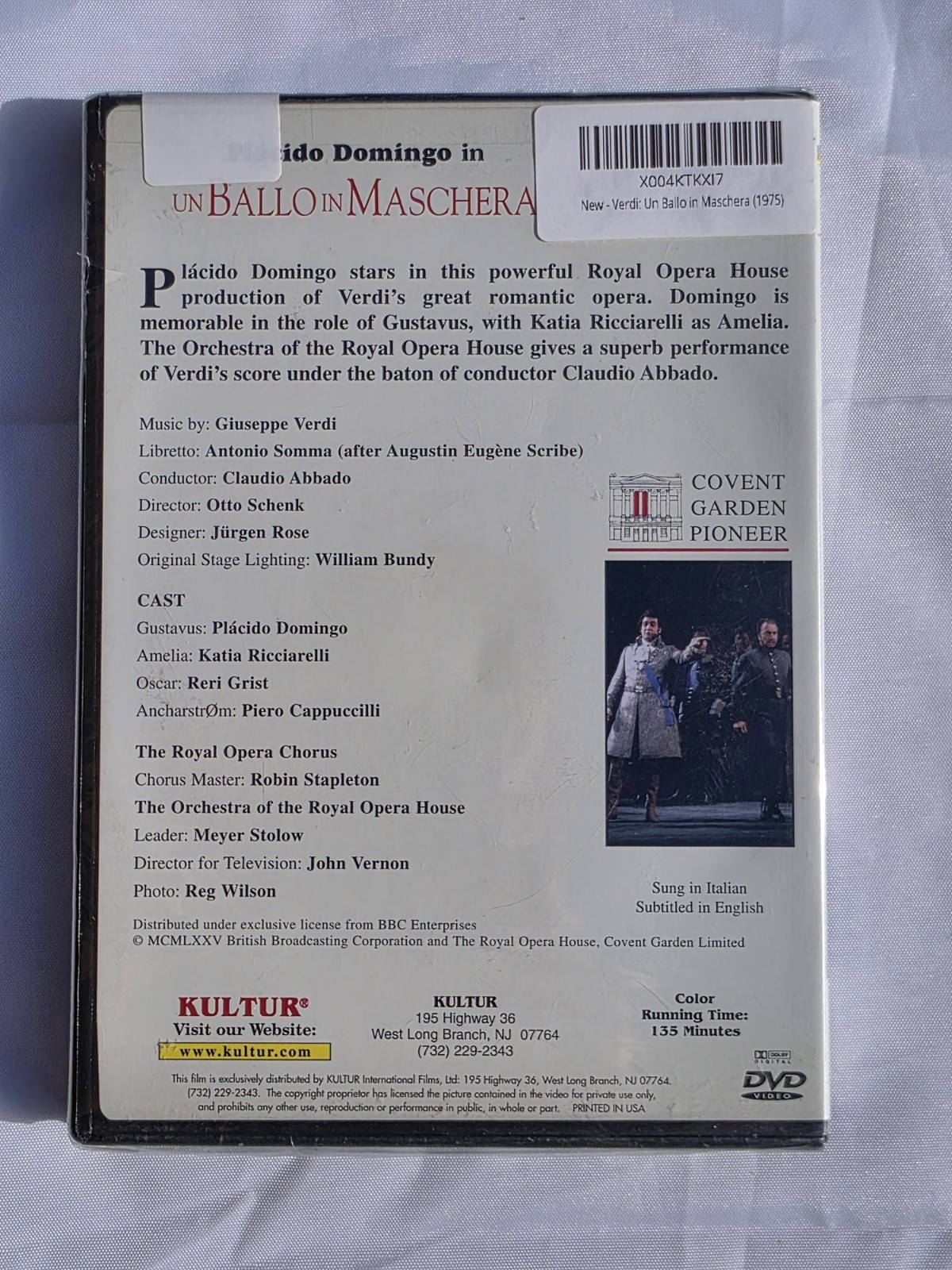 ANTONIO SOMMA – Verdi: Un Ballo In Maschera (1975) – DVD – SEALED