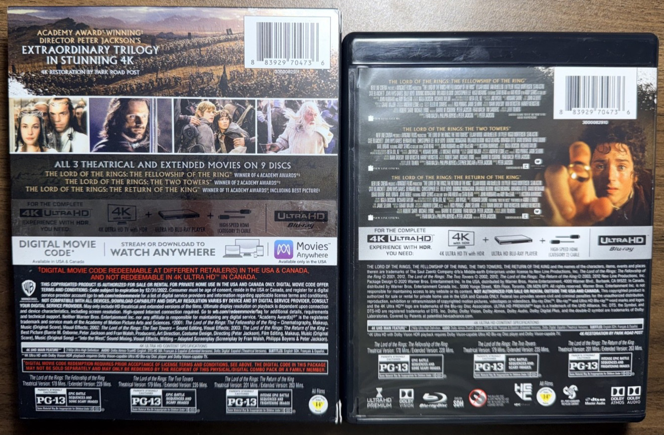 The Lord of the Rings Trilogy Theatrical – Extended Editions 4K UHD Blu-ray