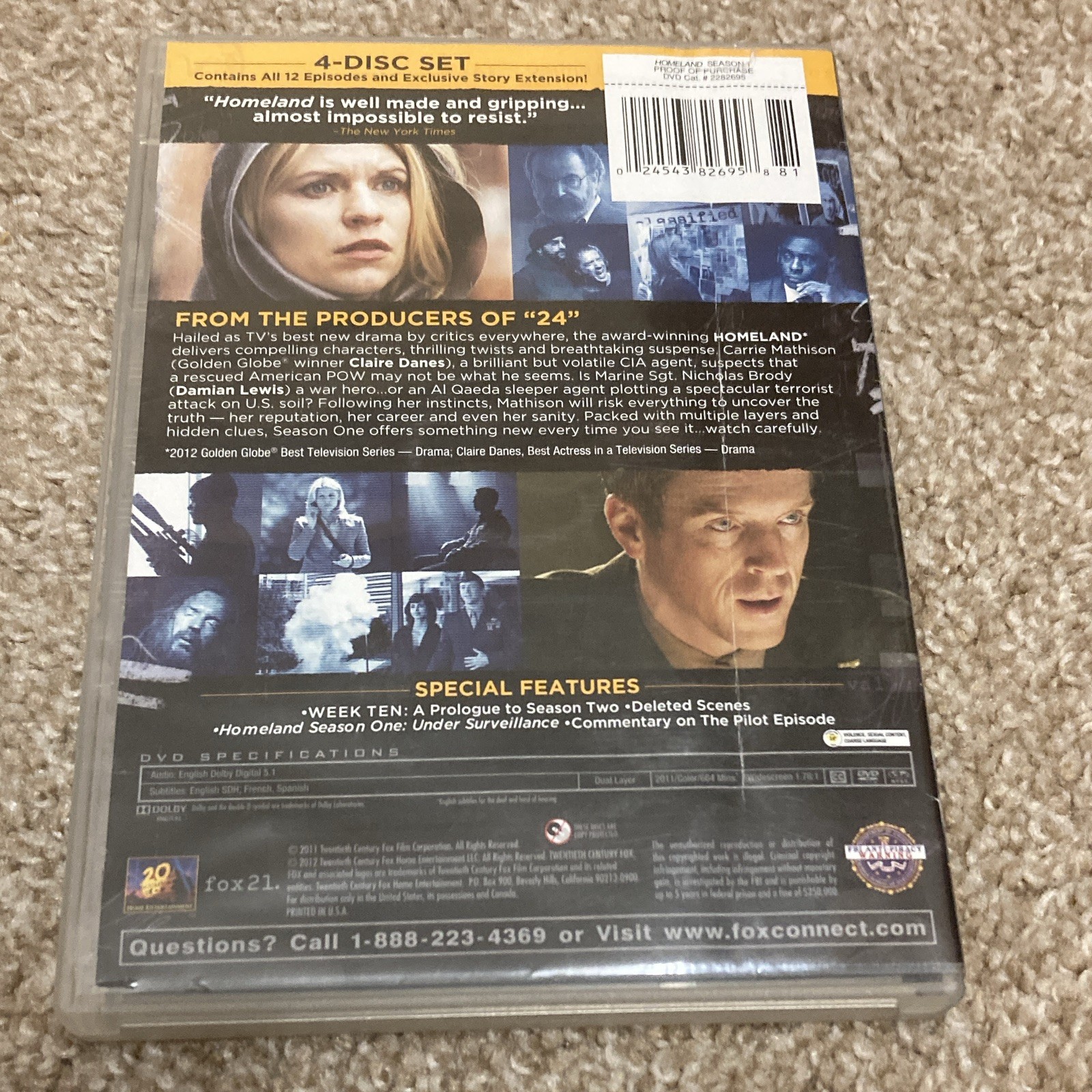 Homeland Complete First Season 1 DVD 4-Disc Set Deleted Scenes Commentary