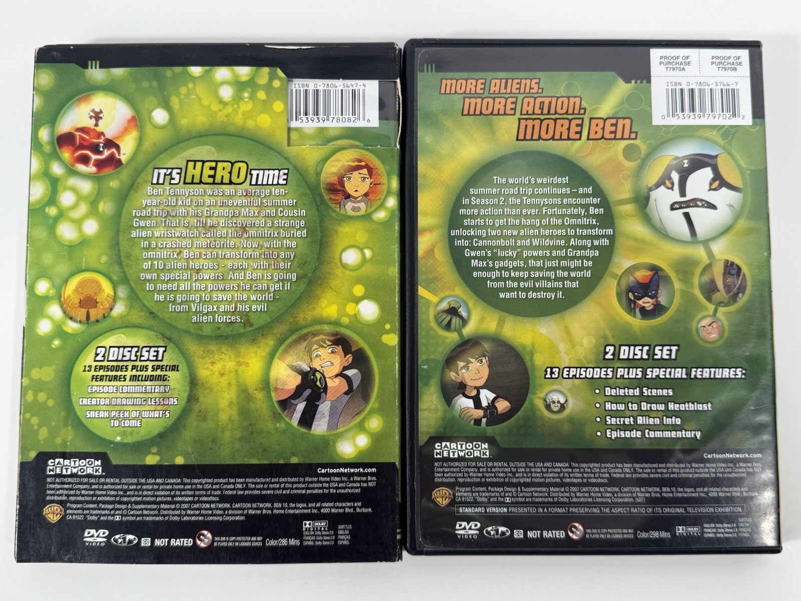 Cartoon Network Ben 10 Complete Original Series Seasons 1, 2 DVD Lot! USED!