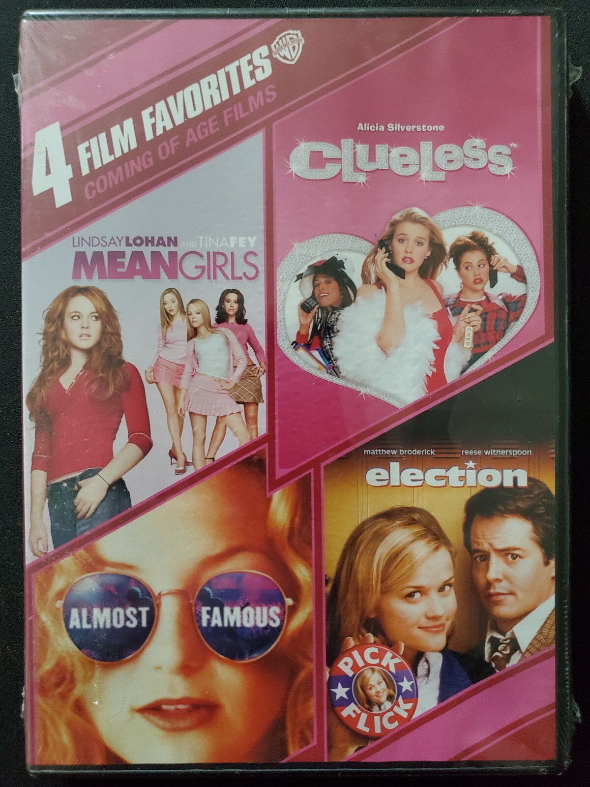 4 Film Favorites Coming of Age DVD Mean Girls, Clueless, Almost Famous, Election