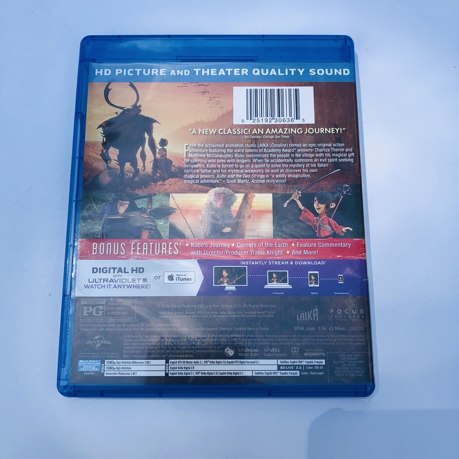 Kubo and the Two Strings (Blu-ray, 2016) CLEANED AND TESTED DVD BluRay