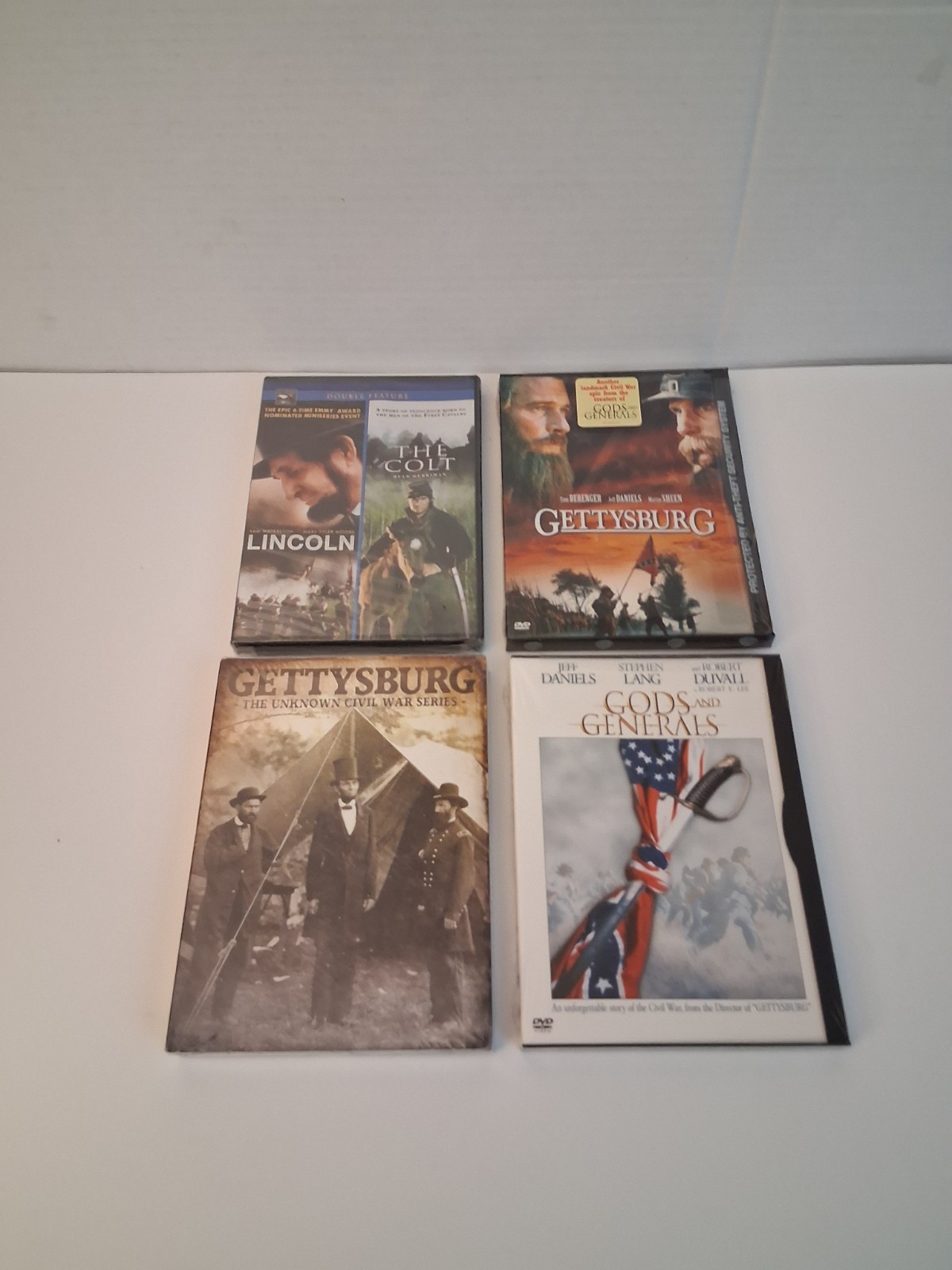 The Civil War & Gettysburg Features On 4 DVDS. Double Feature:Lincoln/The Colt (