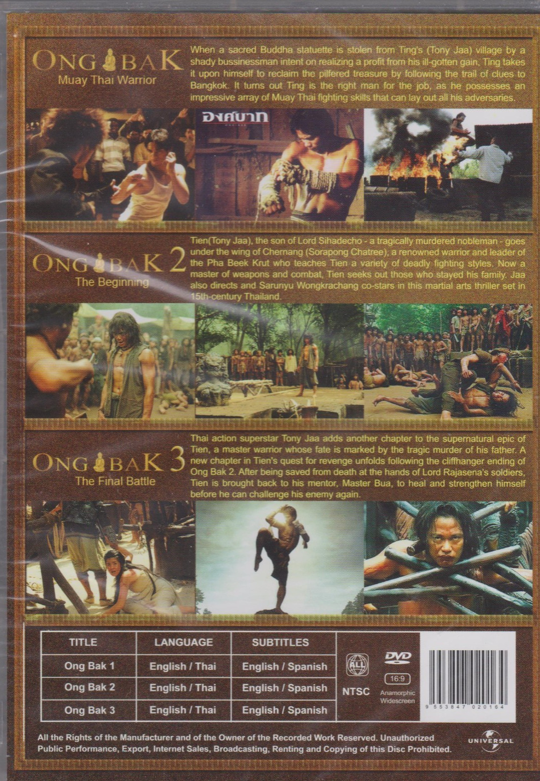 ONG BAK Complete DVD Trilogy Collection Episodes Movie 1+2+3 RARE English Dubbed