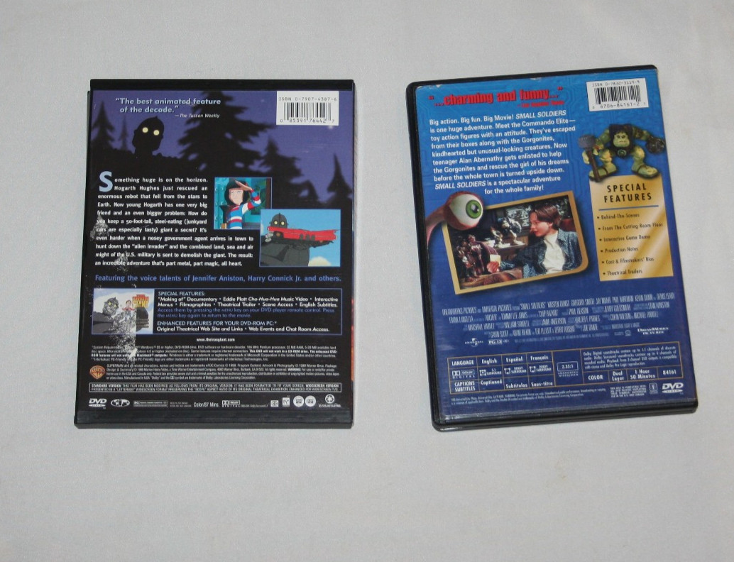 DVD Sci Fi Animation Brad Bird Iron Giant & Joe Dante Small Soldiers movies