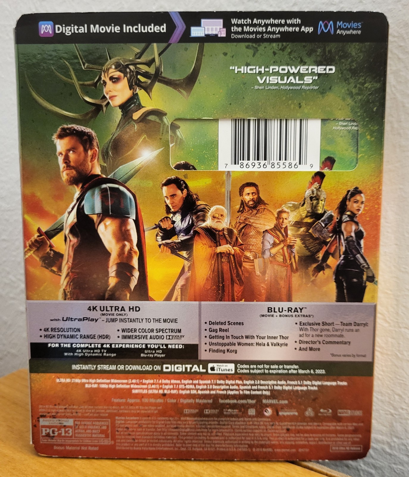 Thor: Ragnarok (2017) 4K UHD + Blu-ray, with Slipcover…No DC.