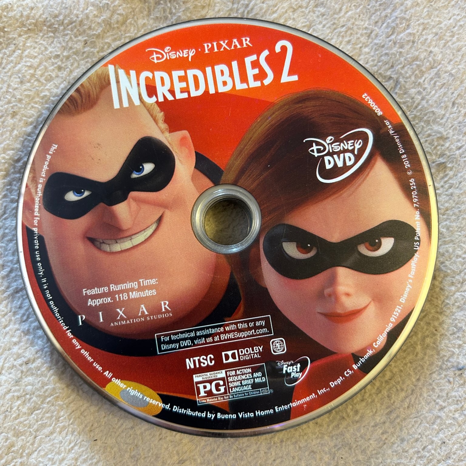 Incredibles 2 DVD 2018 Brad Bird Director Disney Pixar Animation Dolby Digital
