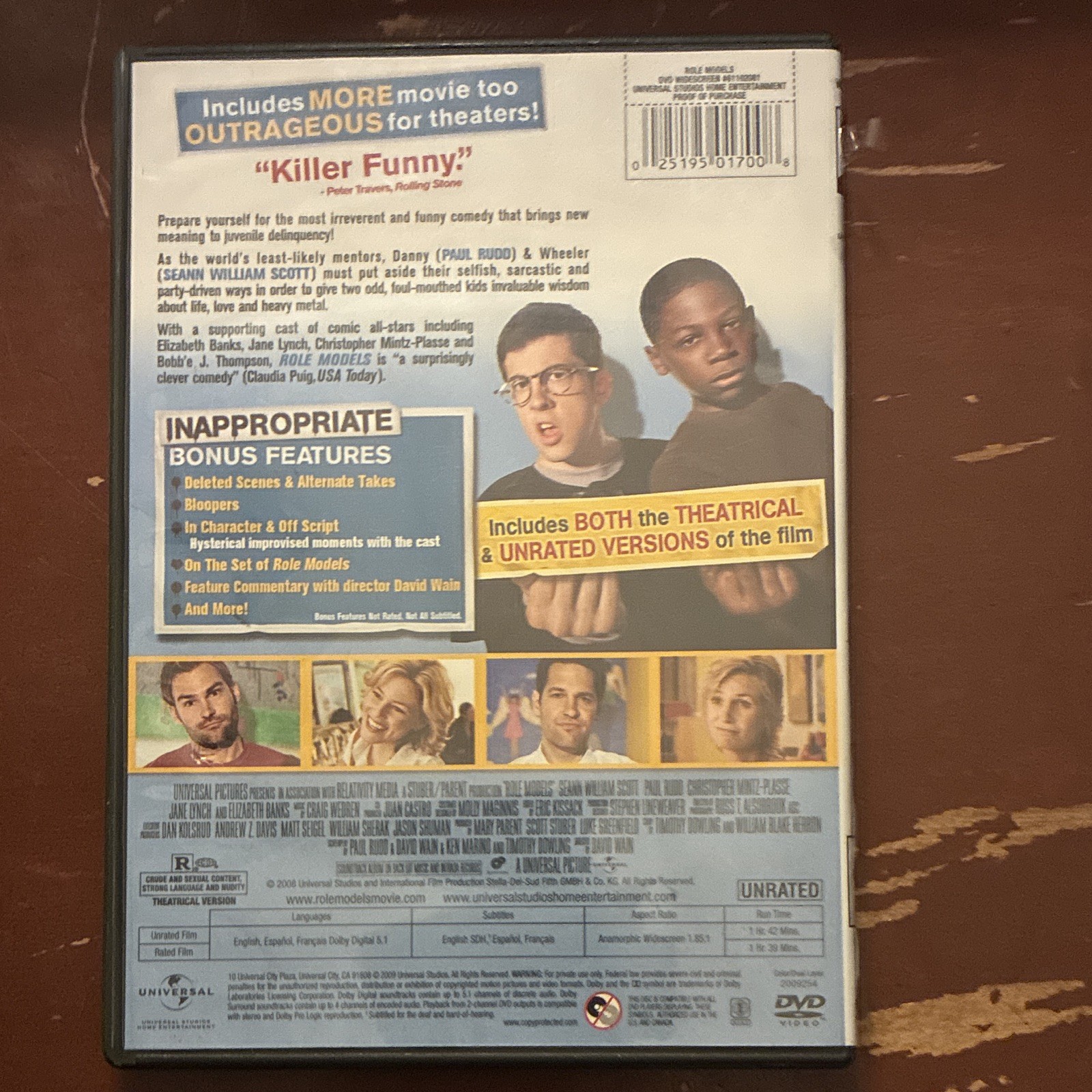 Universal Studios Role Models DVD 2008 R Unrated Comedy NTSC 102 min