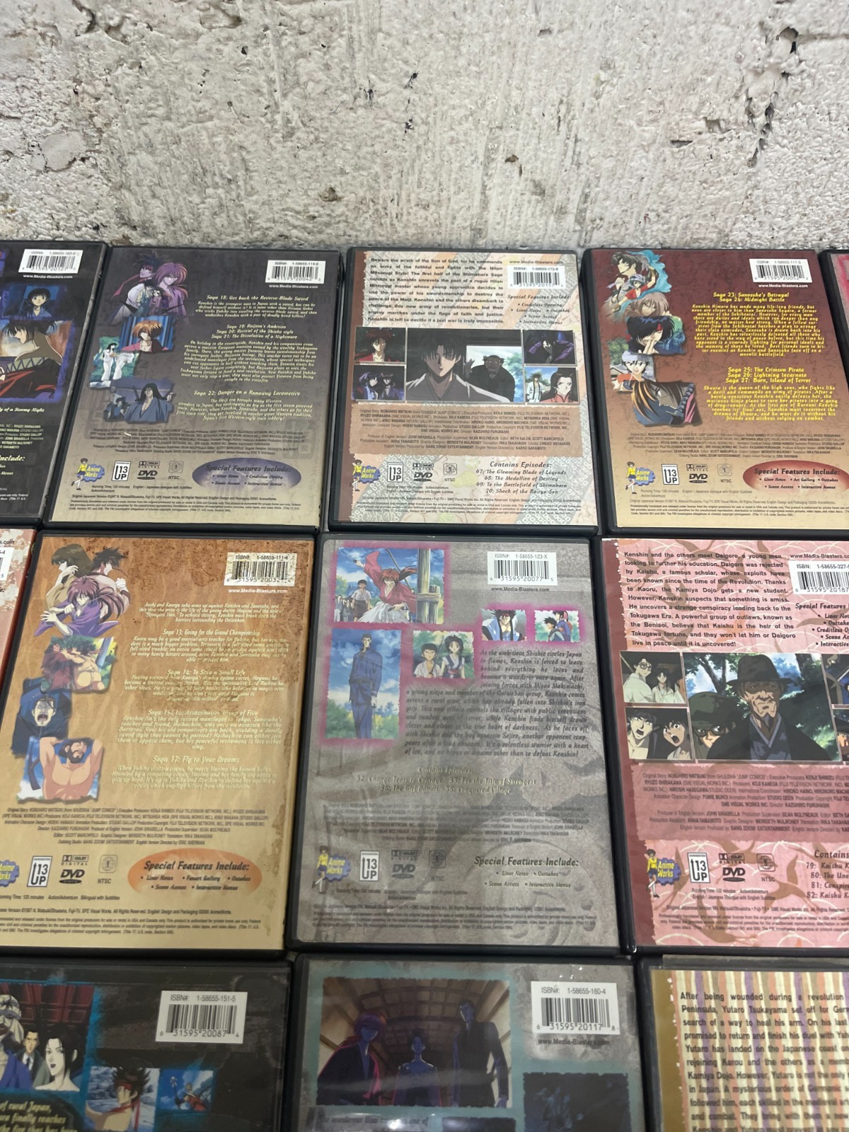 Lot of 18 Rurouni Kenshin Tales of the Meiji DVDs Video Lot Season 3 Volumes