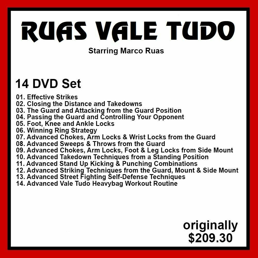 Marco Ruas Vale Tudo 14 DVD Set Training series MMA BBJ Jiu Jitsu kickboxing UFC