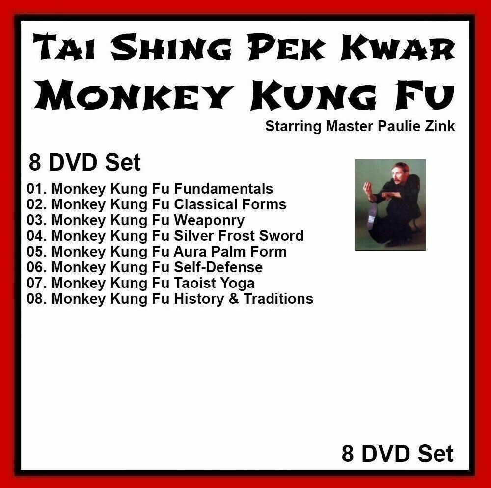 Tai Shing Pek Kwar Monkey Kung Fu Series 8 DVD SET with Paulie Zink gung fu