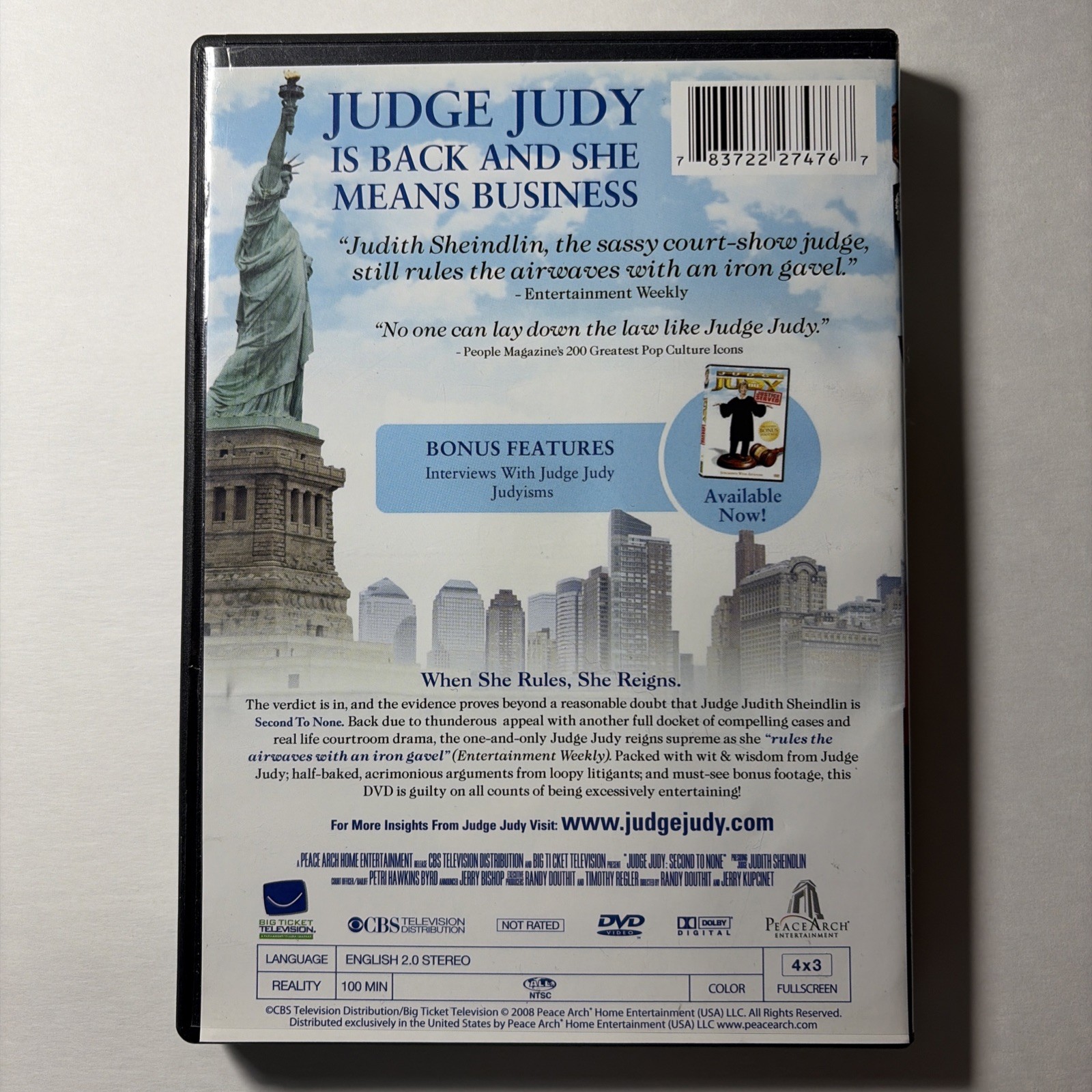Judge Judy: Second To None (2008) DVD VERY GOOD Judith Sheindlin