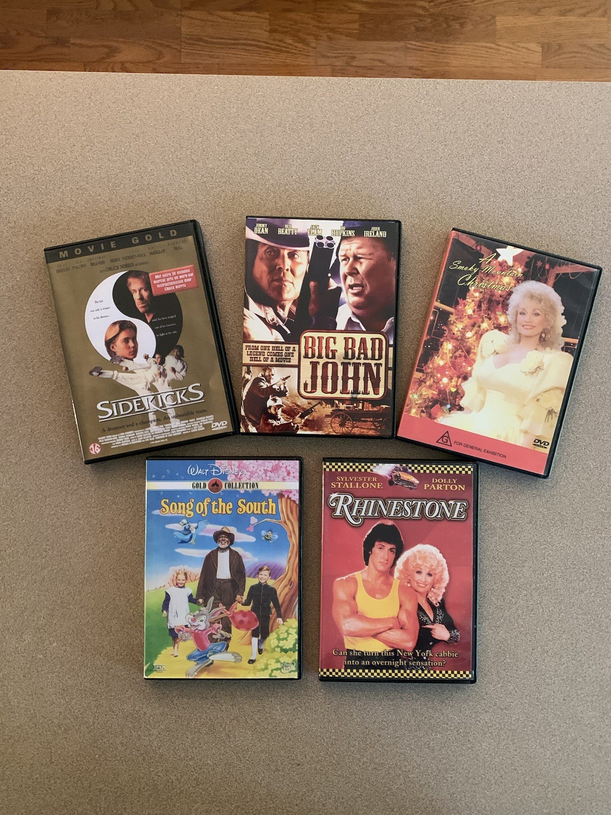 Lot Of Five Dvds. Rhinestone, Sidekicks, A Smoky Mountain Christmas, And More