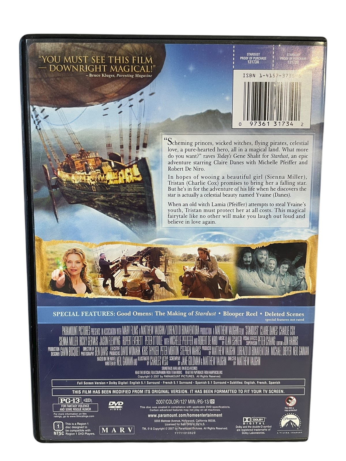Stardust DVD 2007 Full Screen Claire Danes Michelle Pfeiffer Robert De Niro