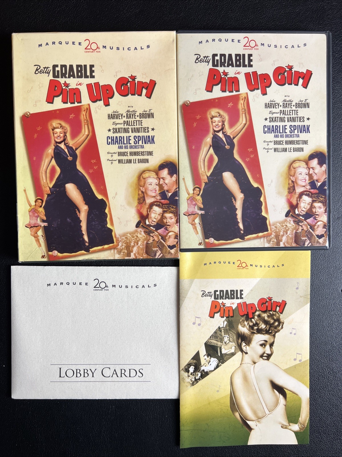 Pinup Girl (DVD 1944) Betty Grable, Martha Raye, w/ slipcover Insert Lobby Cards