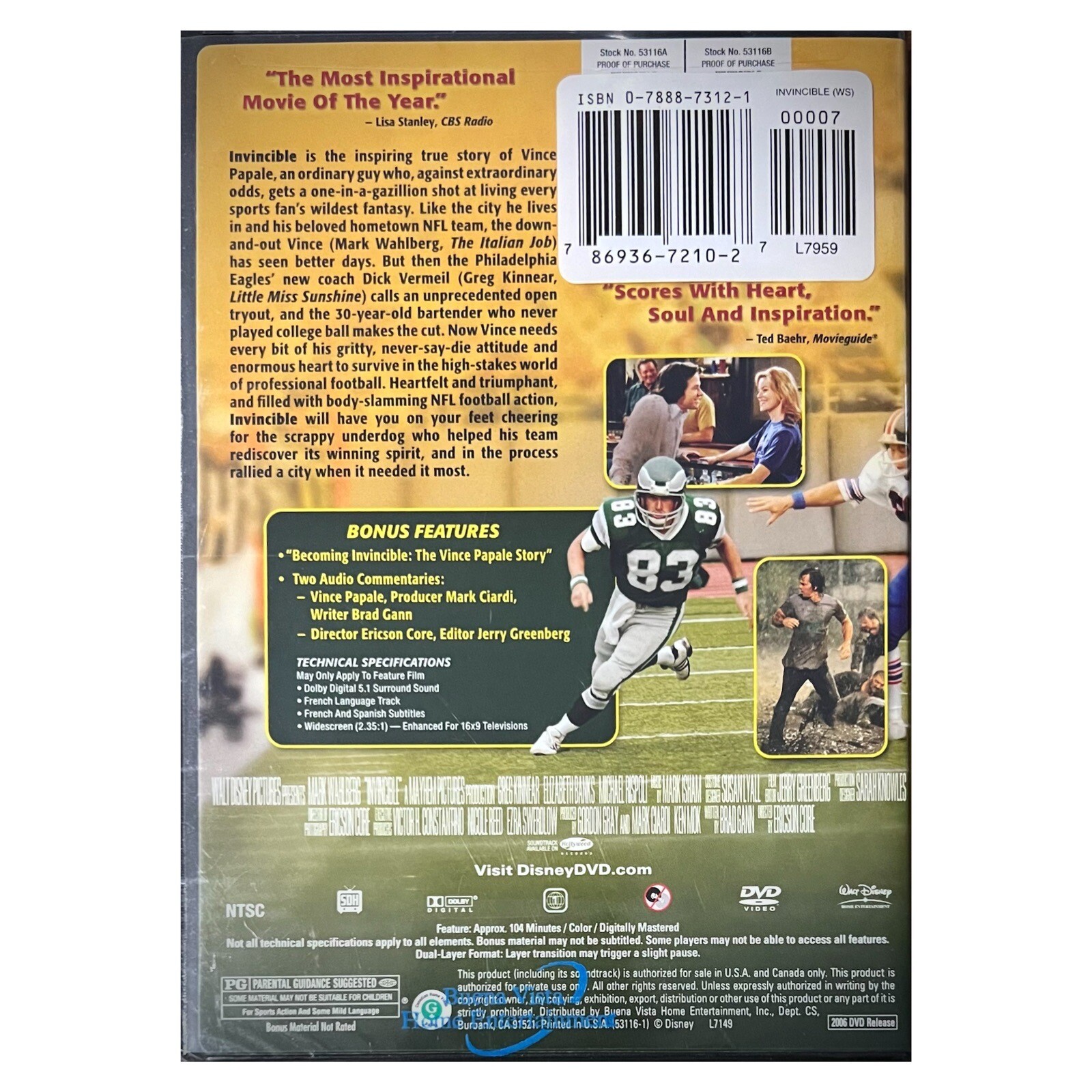 Invincible (DVD, 2006) Mark Wahlberg – NEW SEALED