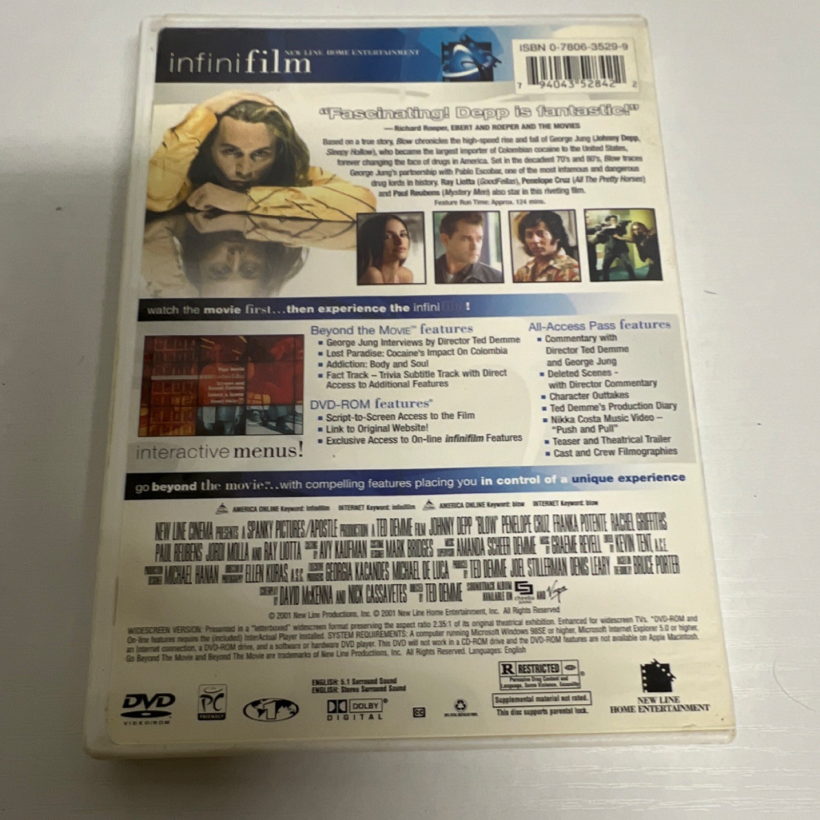 Blow DVD Widescreen Johnny Depp Penelope Cruz Drama Crime Commentary