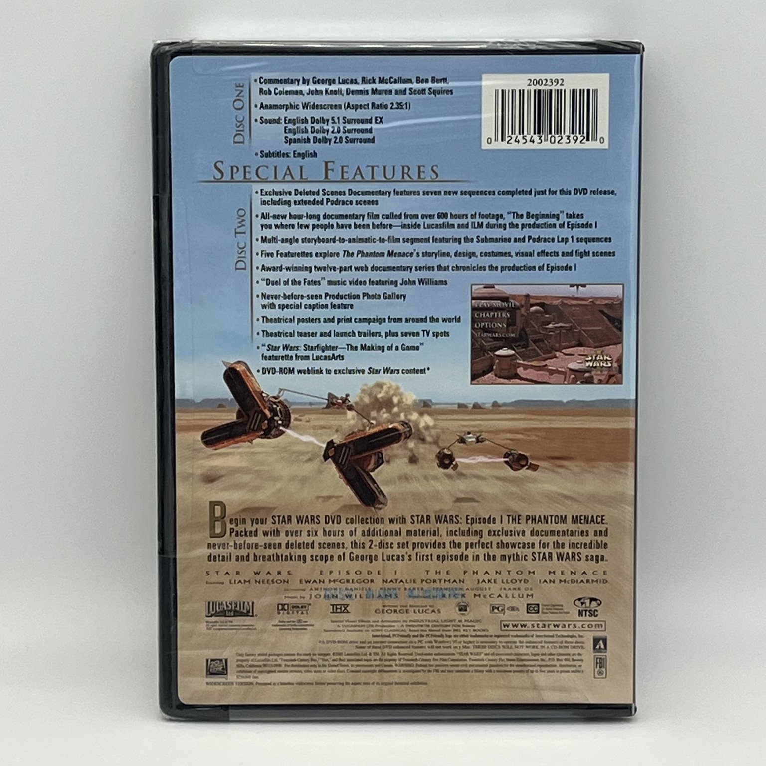 Star Wars: The Phantom Menace DVD 2001 George Lucas Liam Neeson NEW