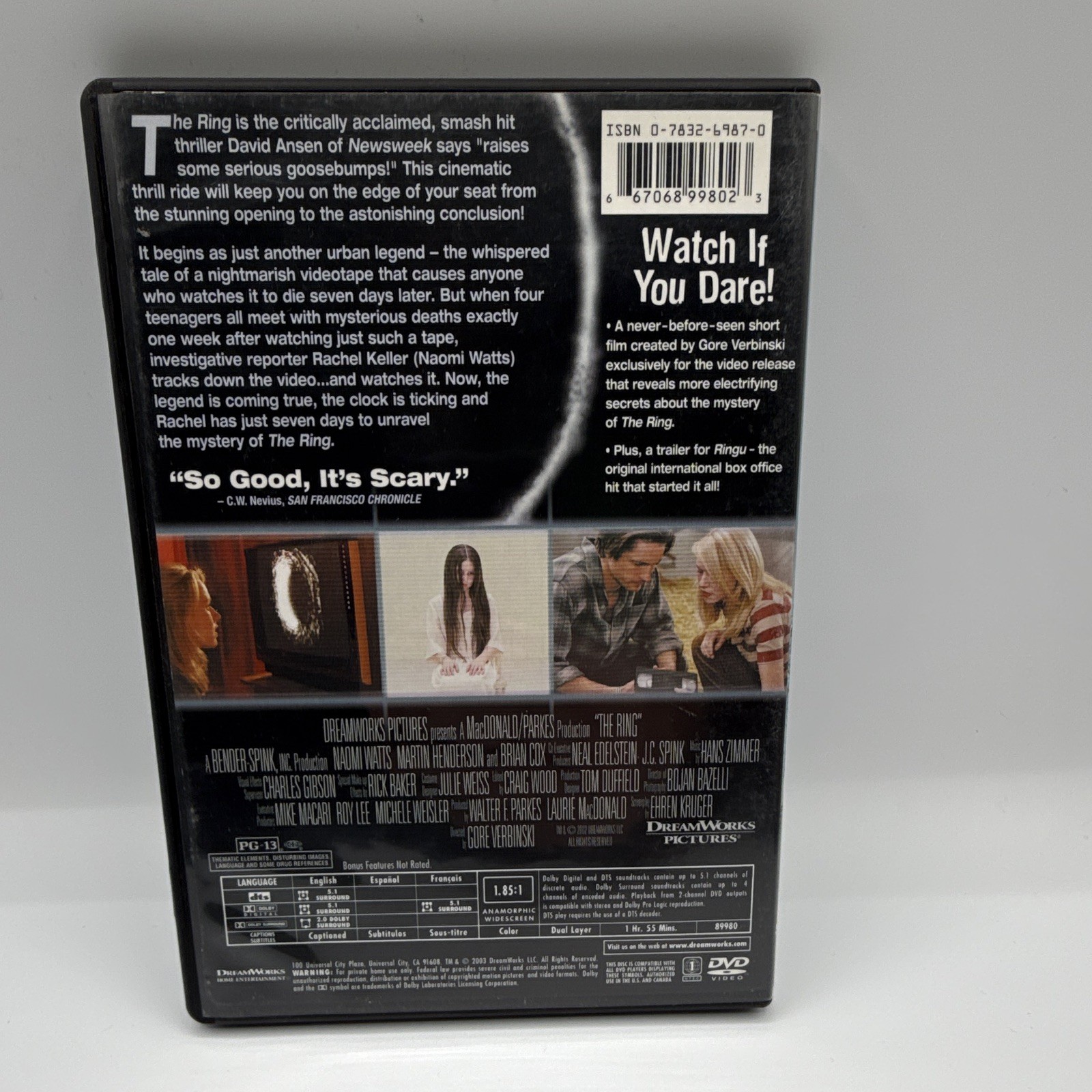 DreamWorks The Ring (2003) DVD PG-13 Widescreen 115 min Eng/Fr/Sp