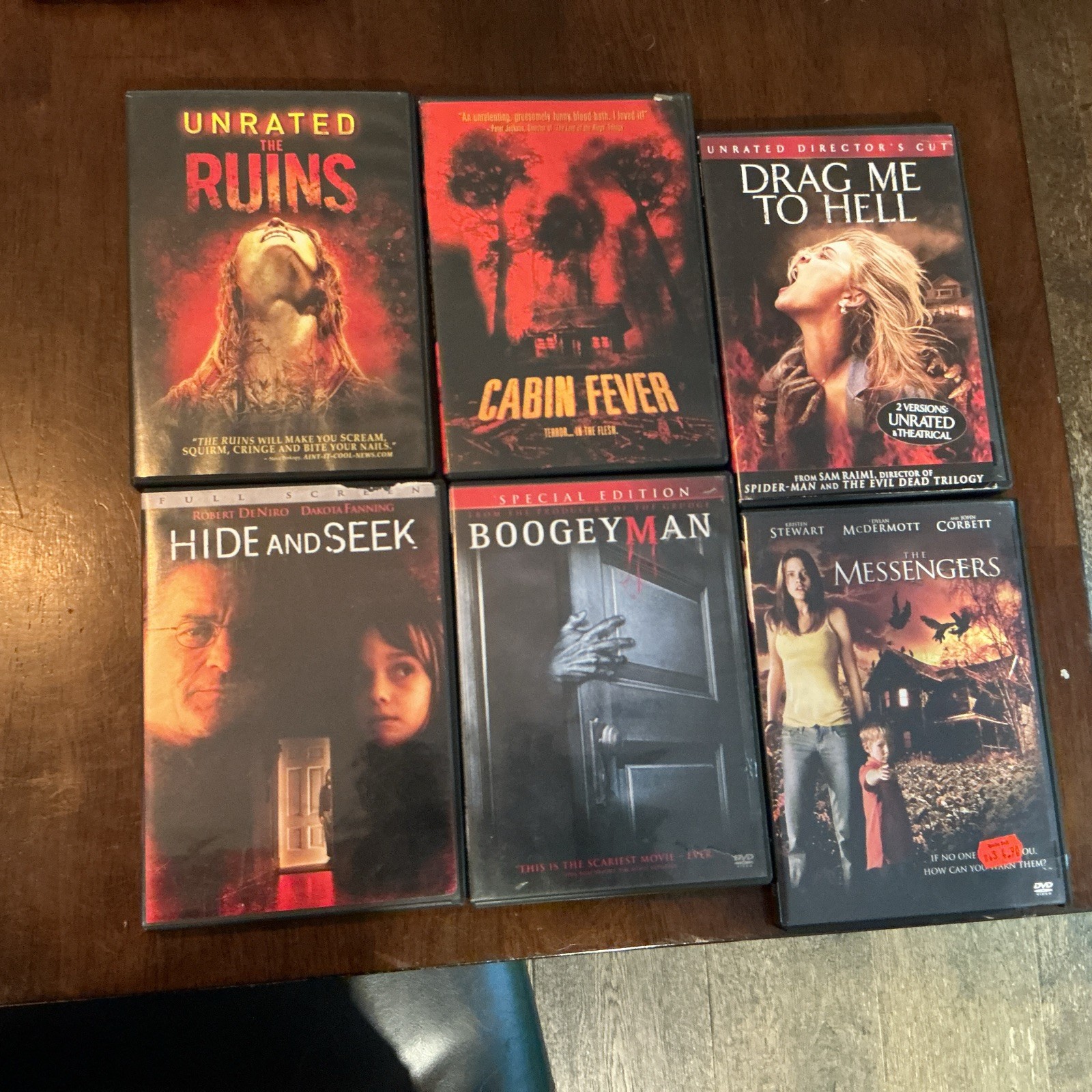 Horror Movies• DVD• Lot Of 6 DVDs • Cabin Fever, The Messengers, Boogeyman, ect