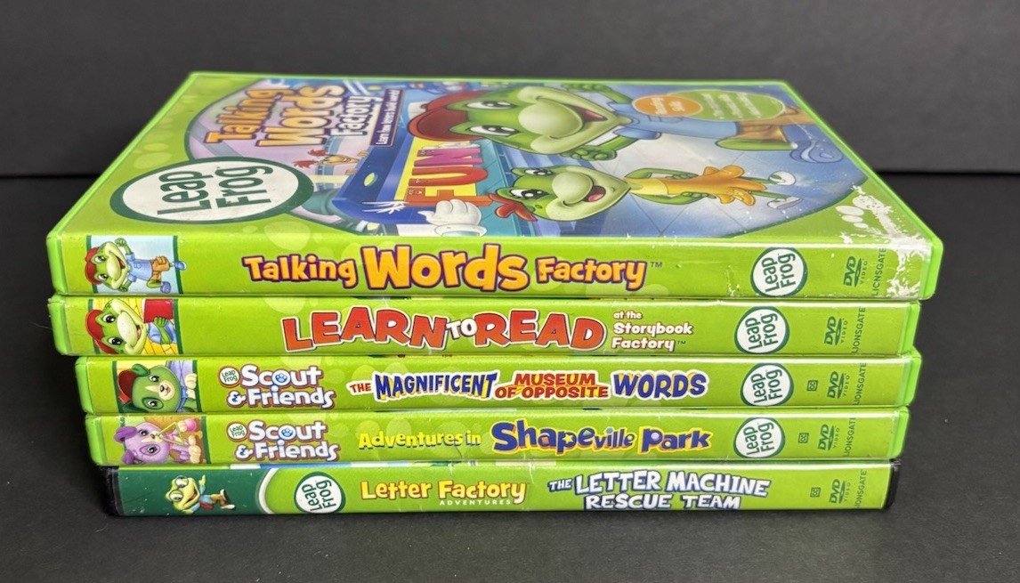 5 Leap Frog Learning DVDs Reading Math Words Education Preschool