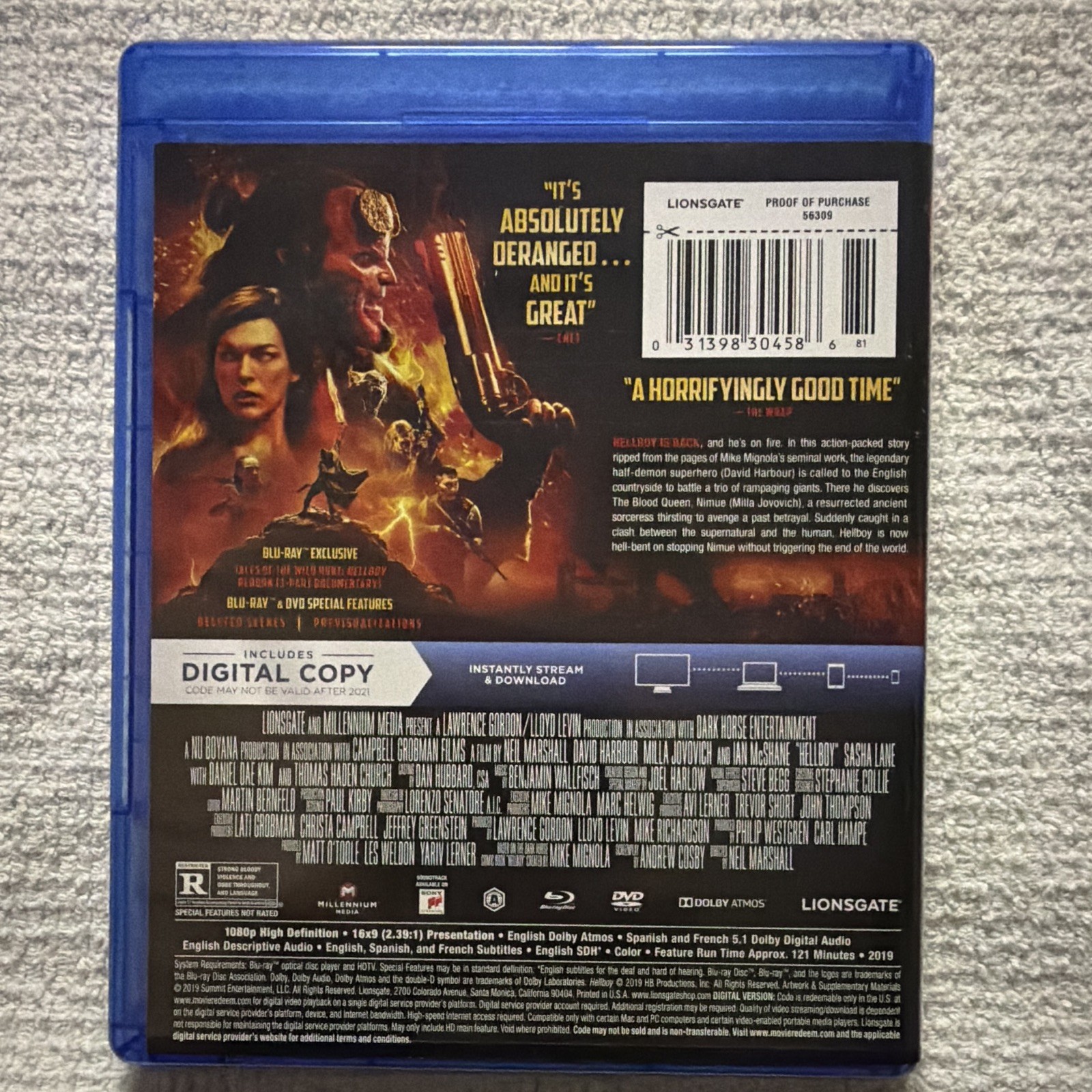 Lionsgate Hellboy (2019) Blu-ray+DVD+Digital R Eng/Sp/Fr Subs 121 min