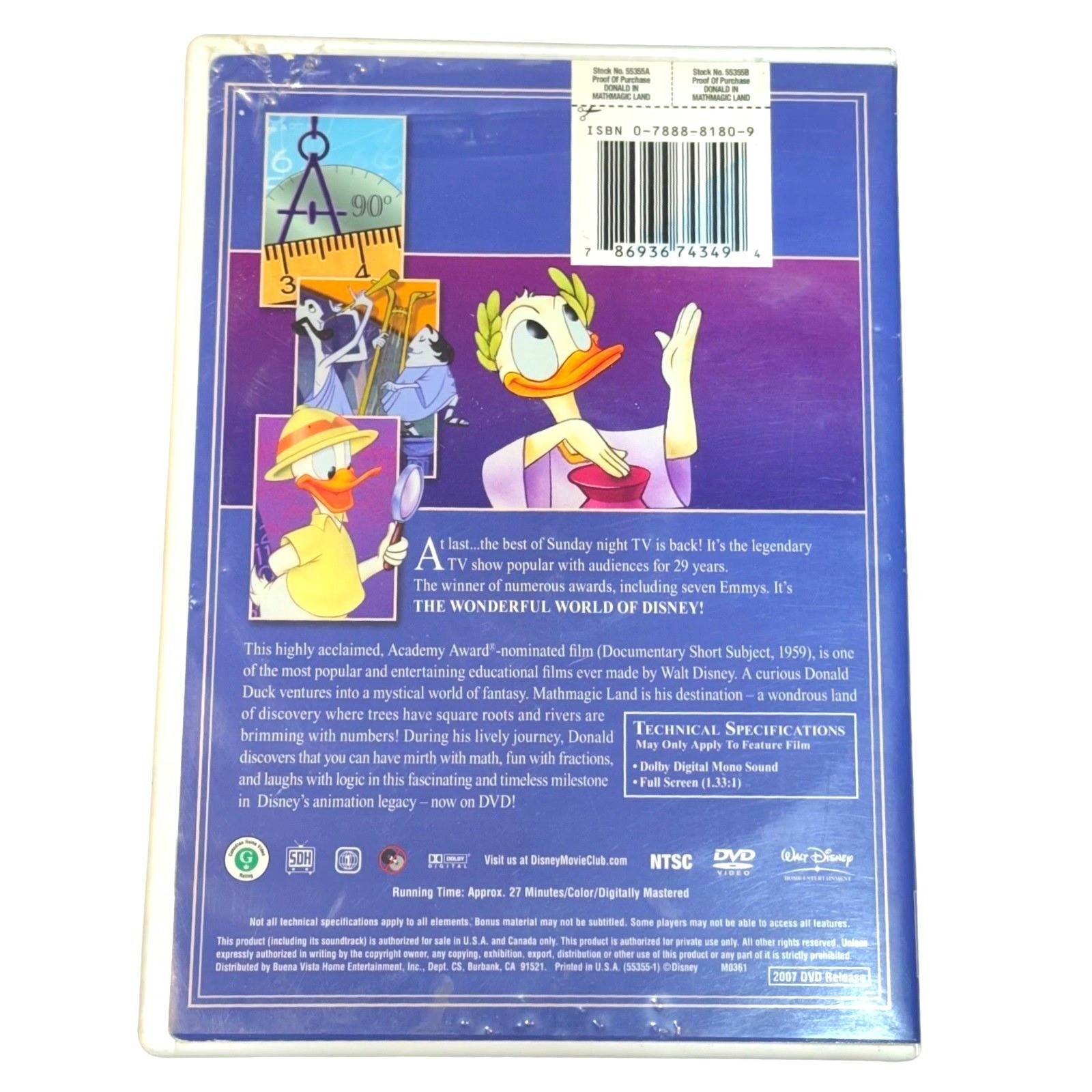 Disney Donald in Mathmagic Land Educational Short Film DVD Fun Math RARE