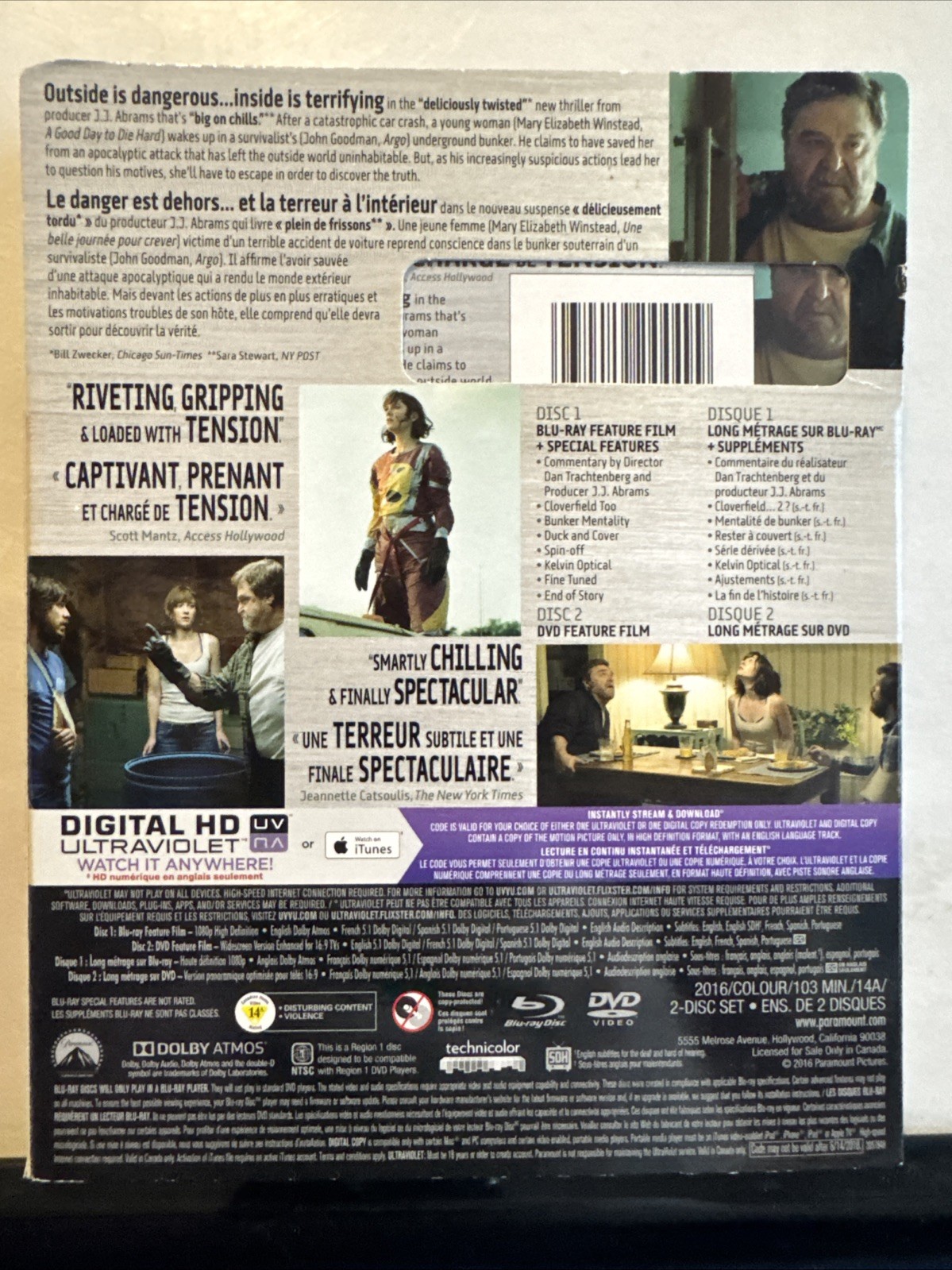 10 Cloverfield Lane (Bluray, 2016) With Slipcover Rare OOP Thriller No DVD