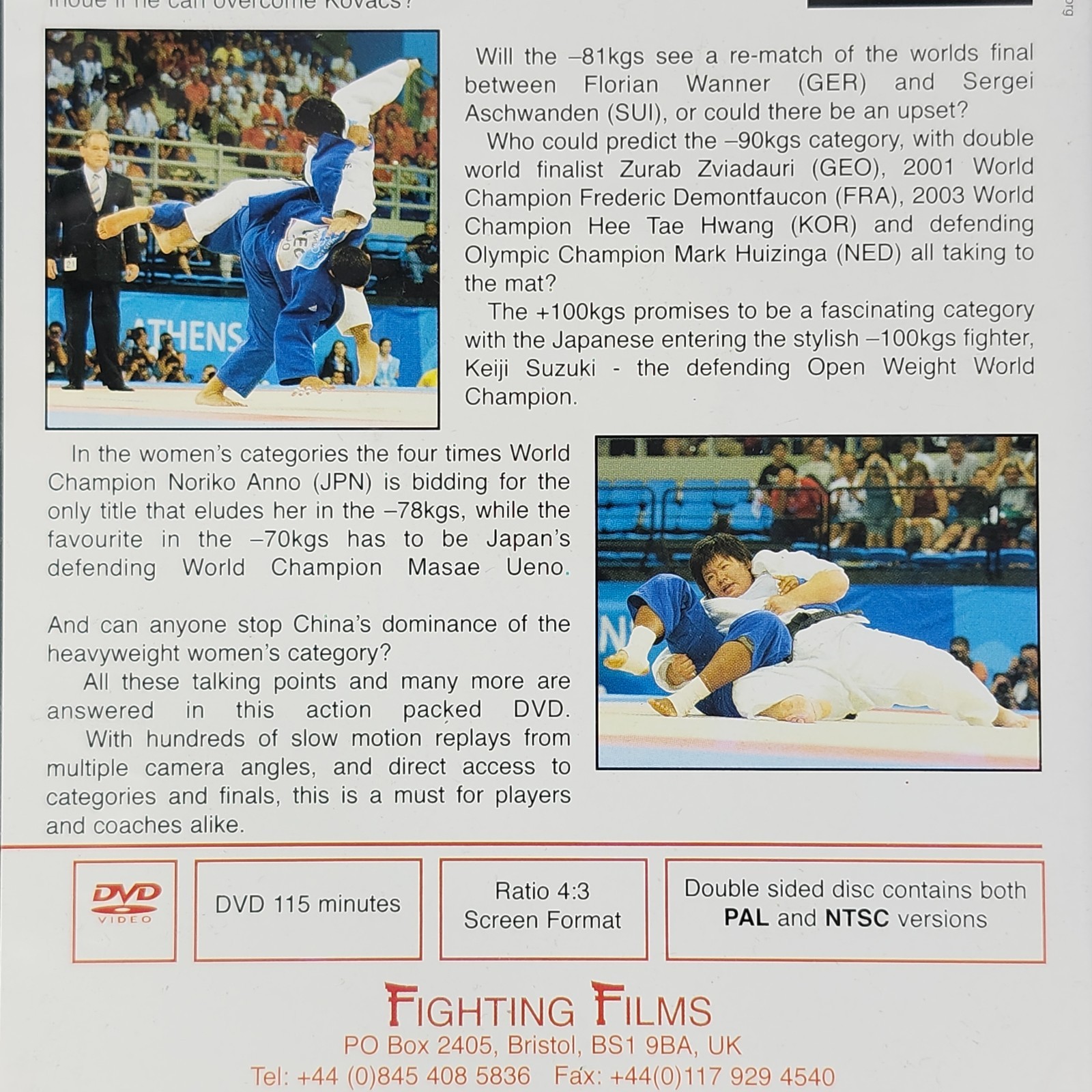 Olympic Judo Athens 2004 DVD Pt 1-2 Men Women Neil Adams IJF Light Heavyweights