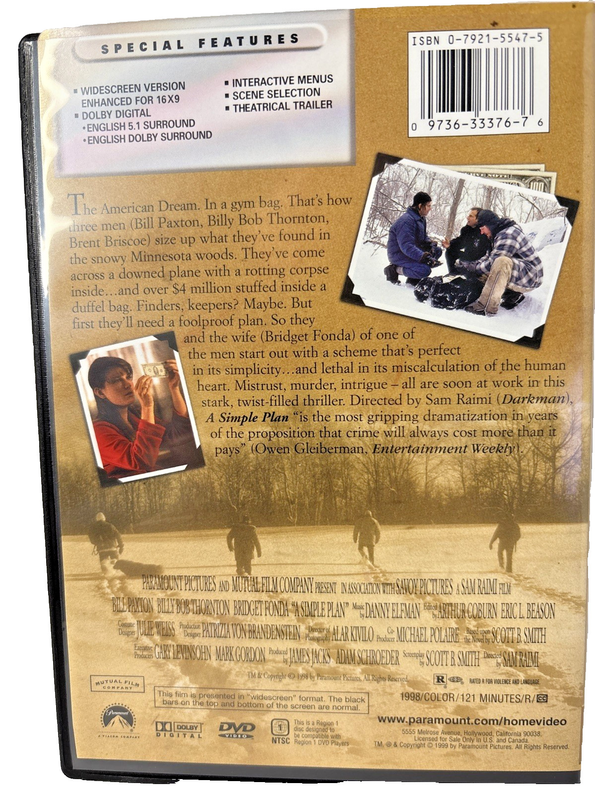 A Simple Plan DVD Bill Paxton Billy Bob Thornton Widescreen VG