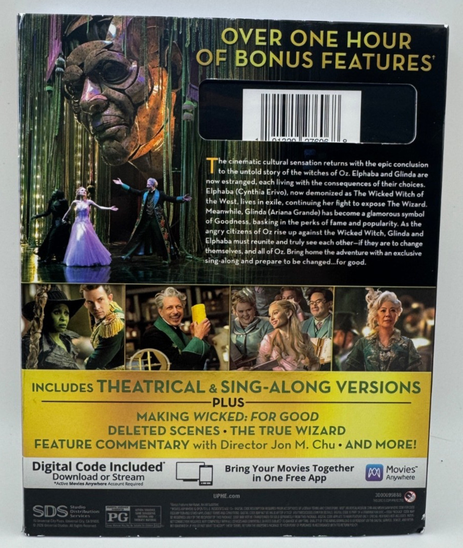 Wicked For Good (Blu-ray + Digital Code) Brand New with Slipcover