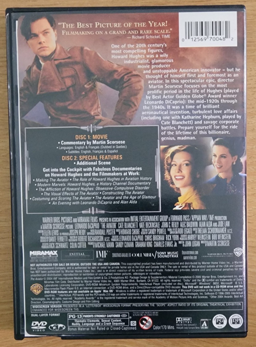 The Aviator (DVD, 2004, Widescreen) Leonardo DiCaprio, Cate Blanchett