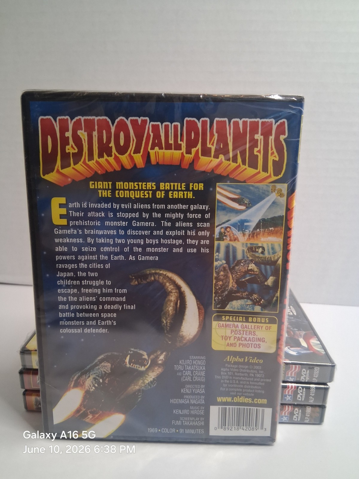 Alpha Video Destroy All Planets DVD (1969) NR Sci-Fi Gamera 91 Min Bonus