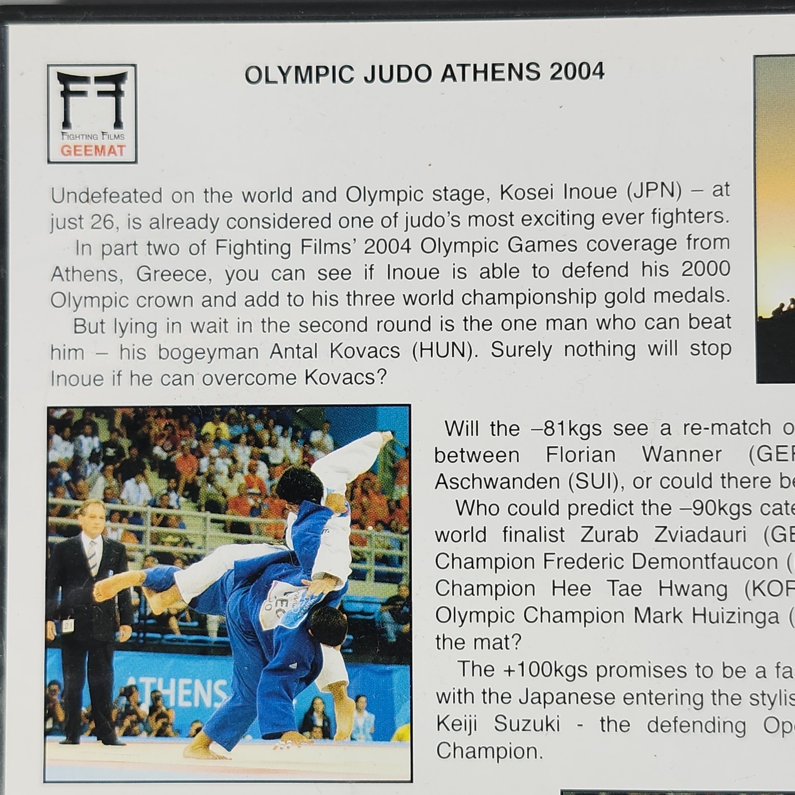 Olympic Judo Athens 2004 DVD Pt 1-2 Men Women Neil Adams IJF Light Heavyweights