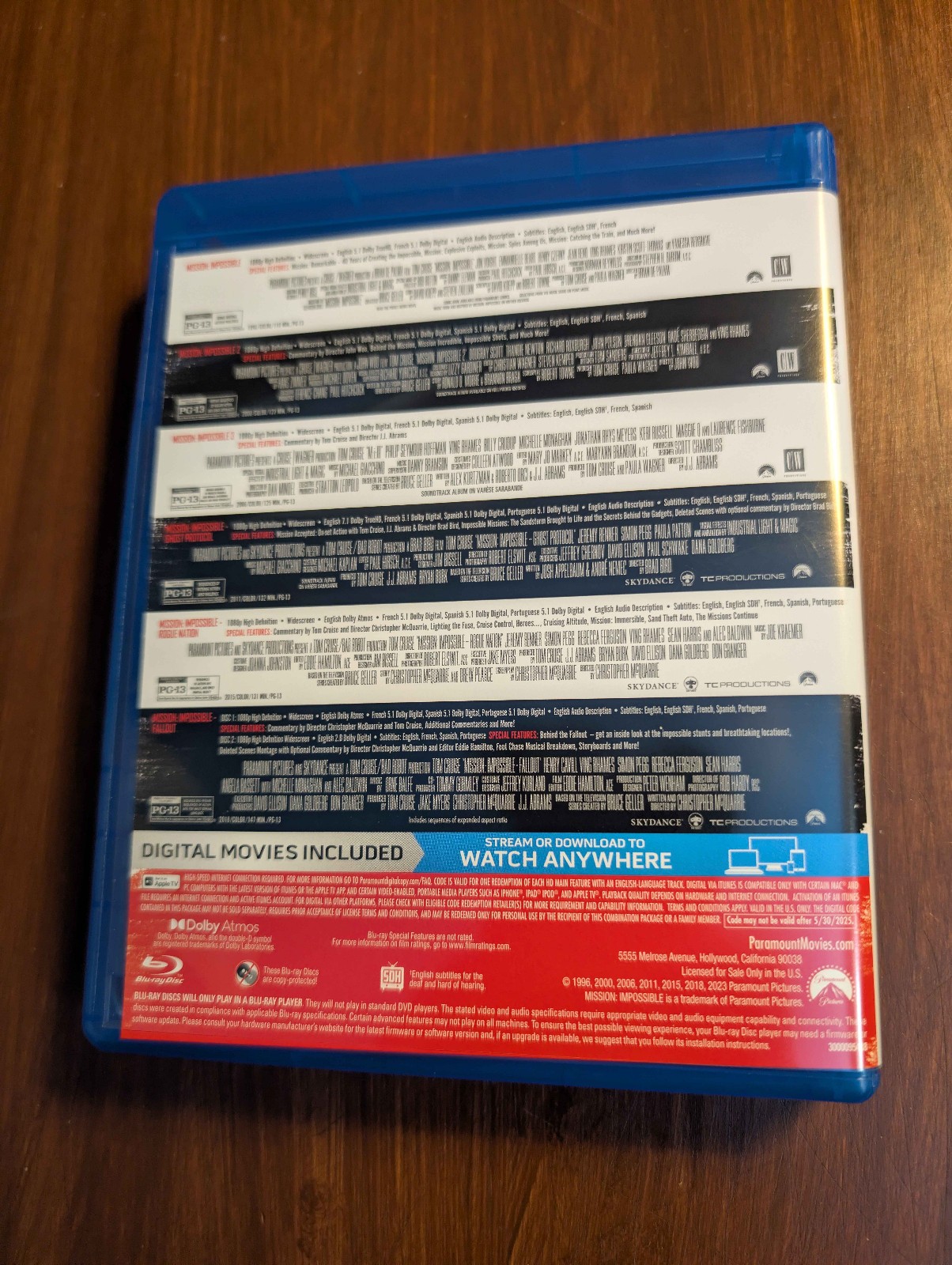 Mission: Impossible – 6 Movie Collection [Blu-Ray] Like New! No digital codes