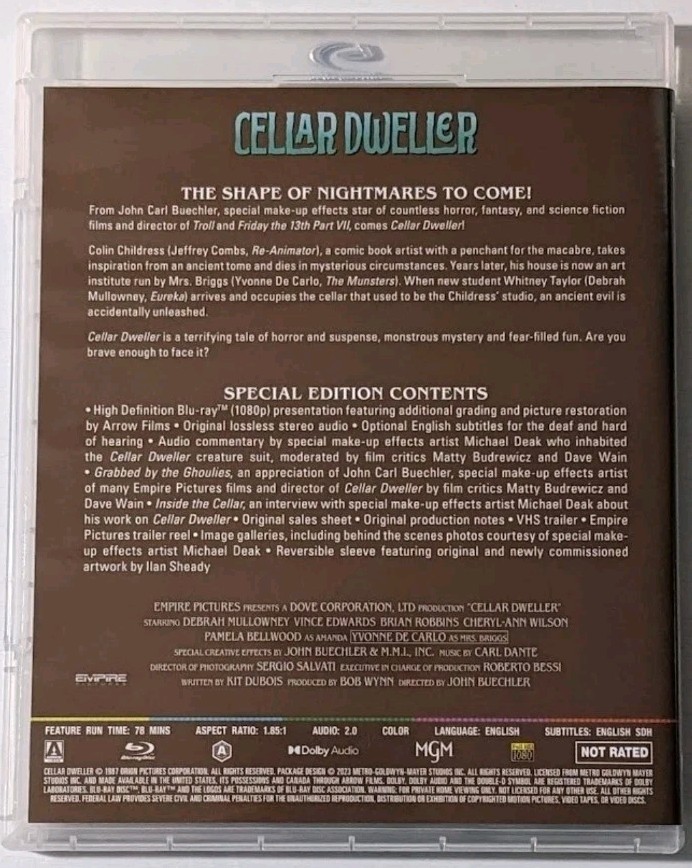 Cellar Dweller (Blu-ray, 1987, Arrow Video) Region A – LIKE NEW/MINT!
