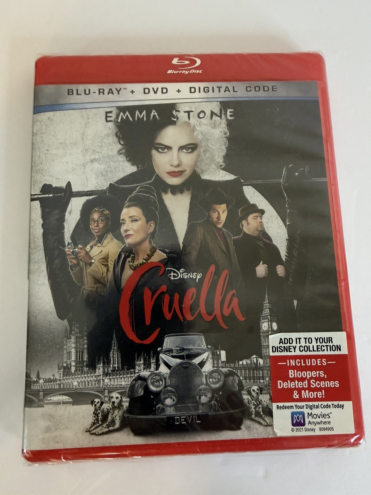 Disney Cruella Blu-Ray DVD Includes Bloopers & Deleted Scenes New Sealed