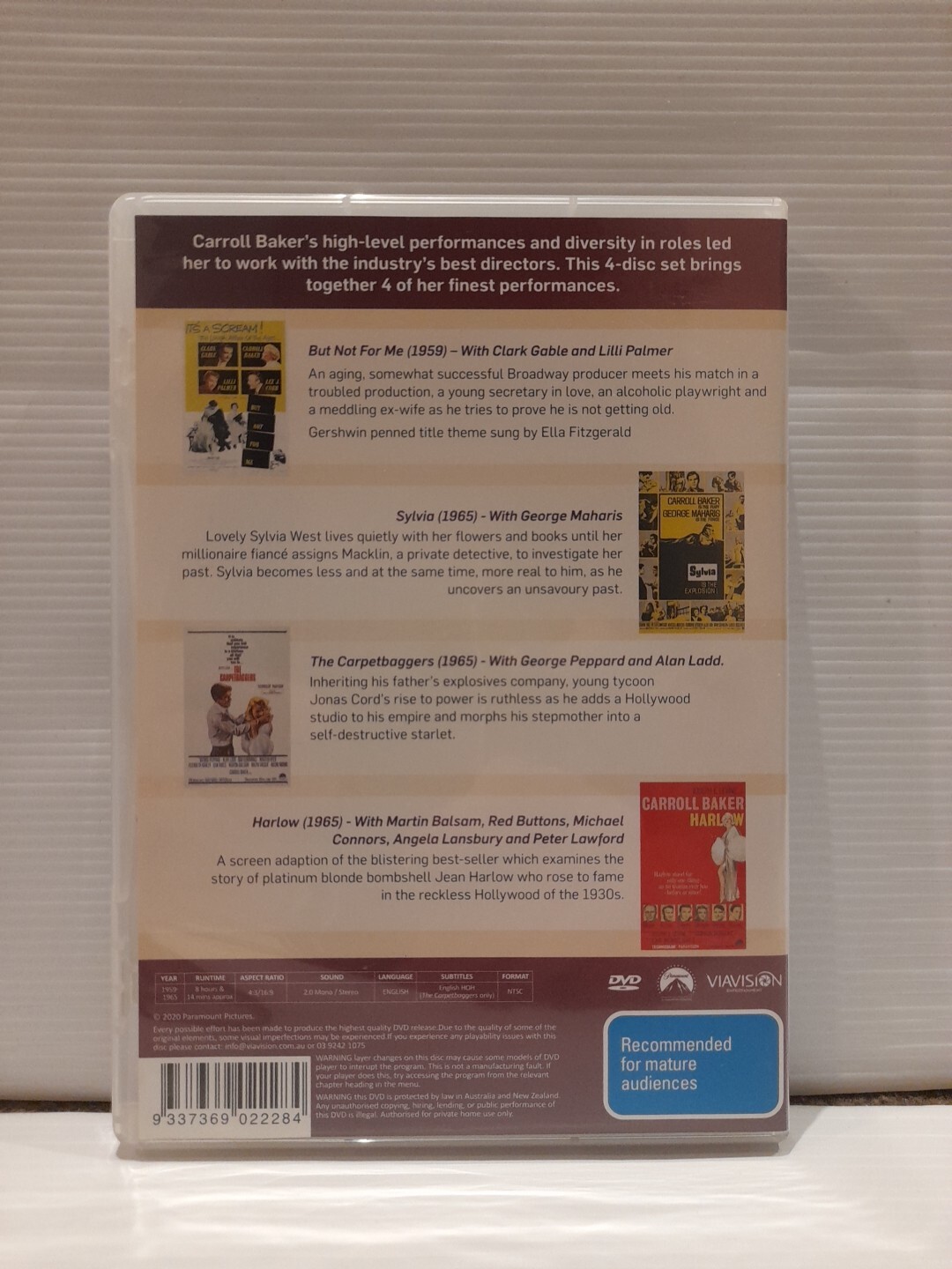 Caroll Baker | Paramount Collection (DVD 2020) Region 4 Four Films OOP Free Post