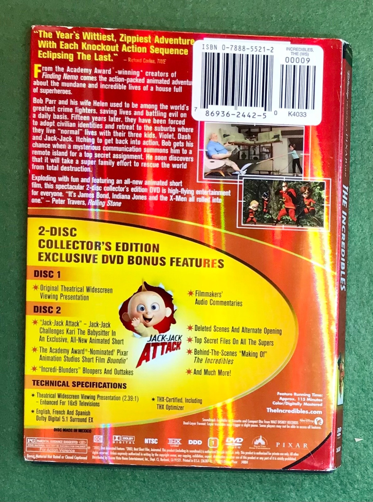 The Incredibles DVD Widescreen 2-Disc Collector’s Edition Disney Pixar Brad Bird