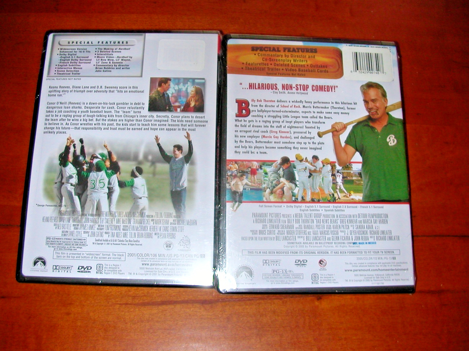 NEW BAD NEWS BEARS BILLY BOB THORNTON AND KEANU REEVES DIANE LANE HARDBALL DVD S