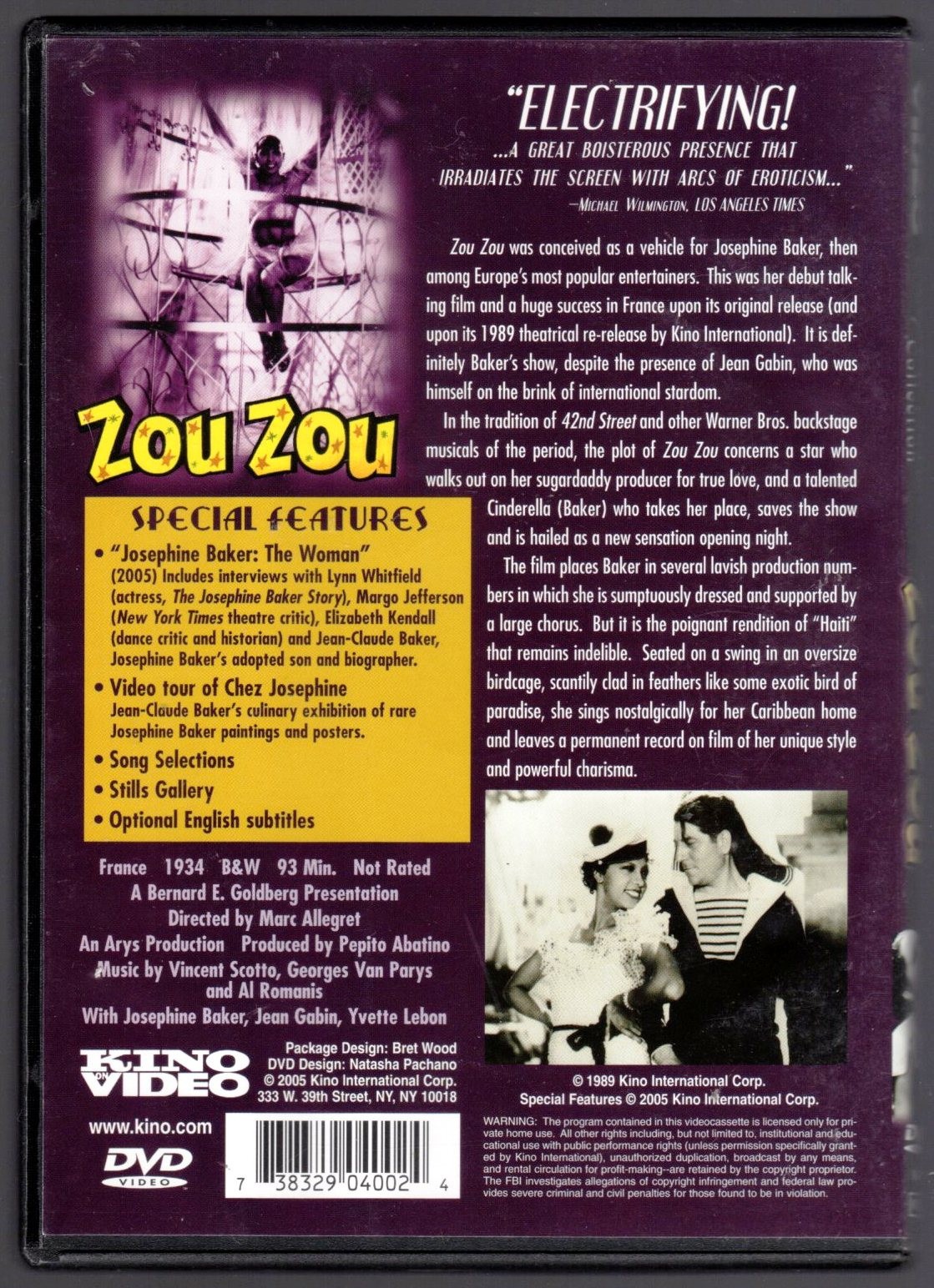 **JOSEPHINE BAKER** Siren of the Tropics, Zou Zou & Princess Tam Tam ~3 DVD Lot~