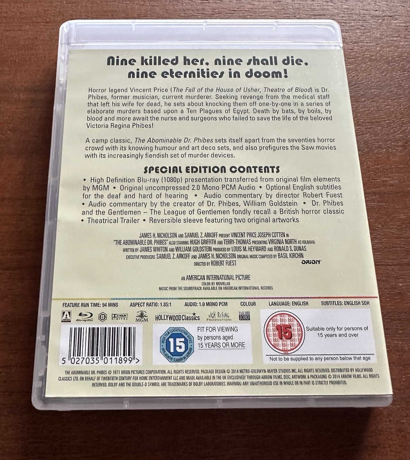 The Abominable Dr. Phibes ARROW VIDEO (Region B Blu-ray) [pre-owned]