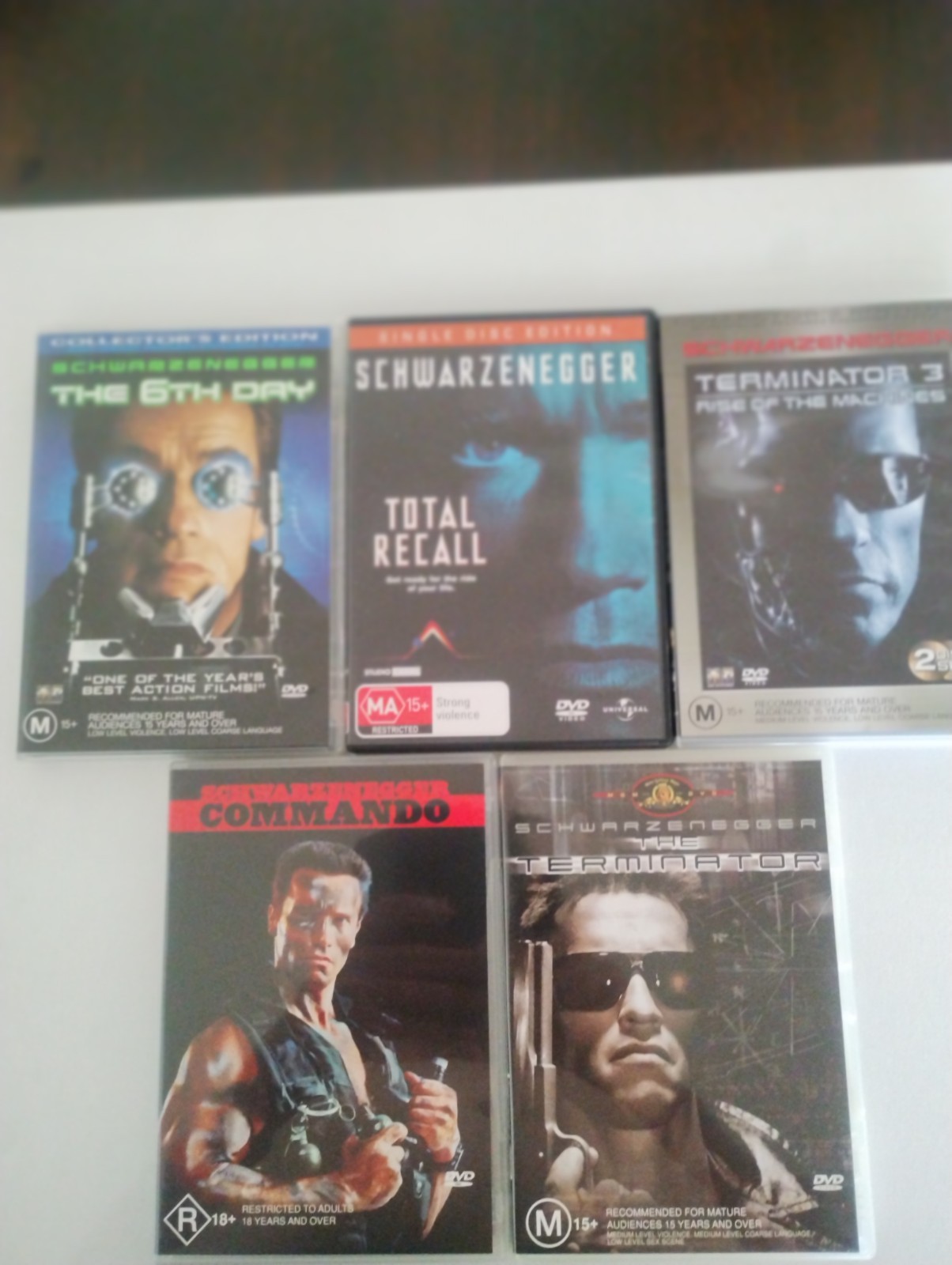 SCHWARZENEGGER Various Titles MOVIE PACK 6 DVDS .PAL 4 FREE POST Great condition