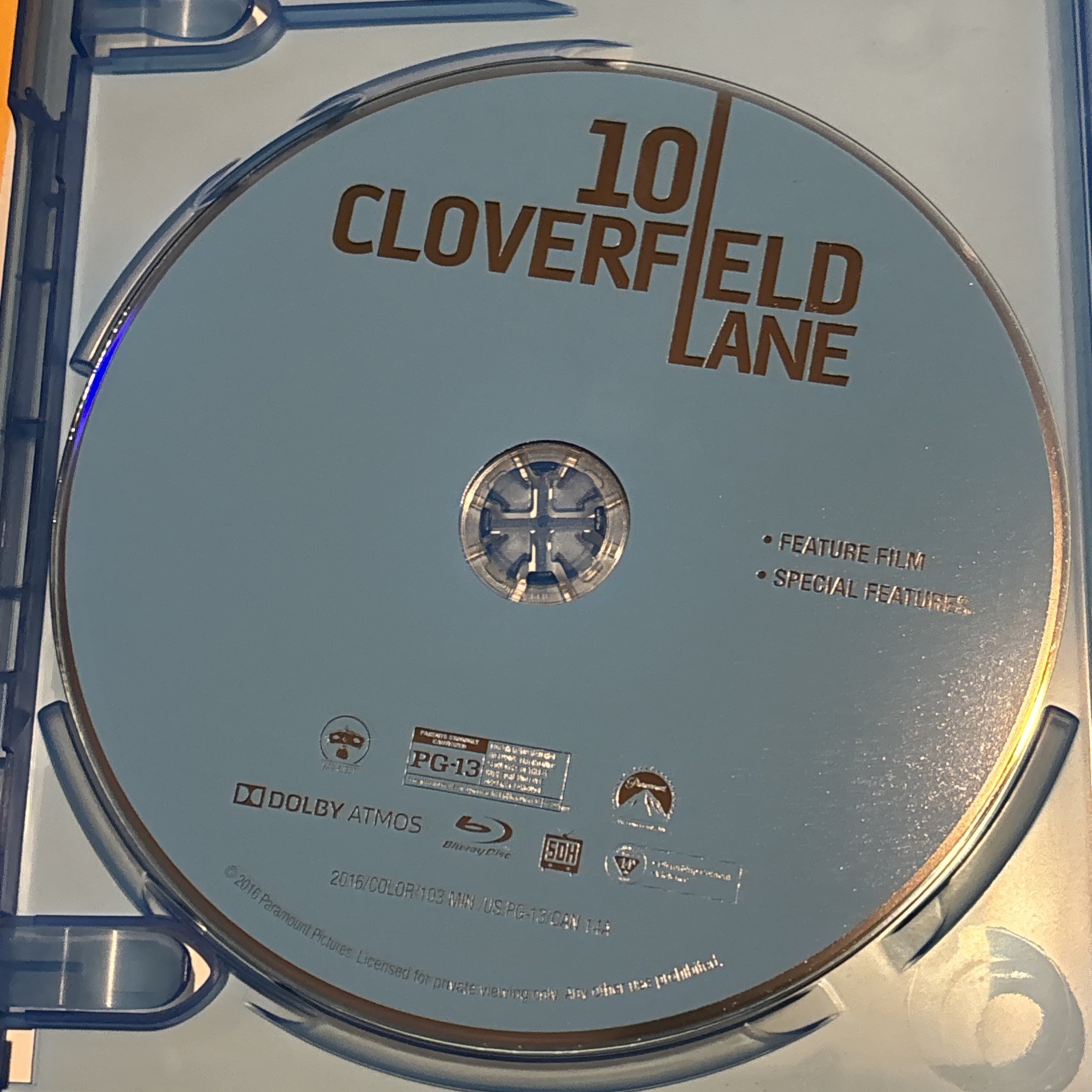 10 Cloverfield Lane Blu-ray DVD w/ Slipcover Rare OOP JJ Abrams John Goodman