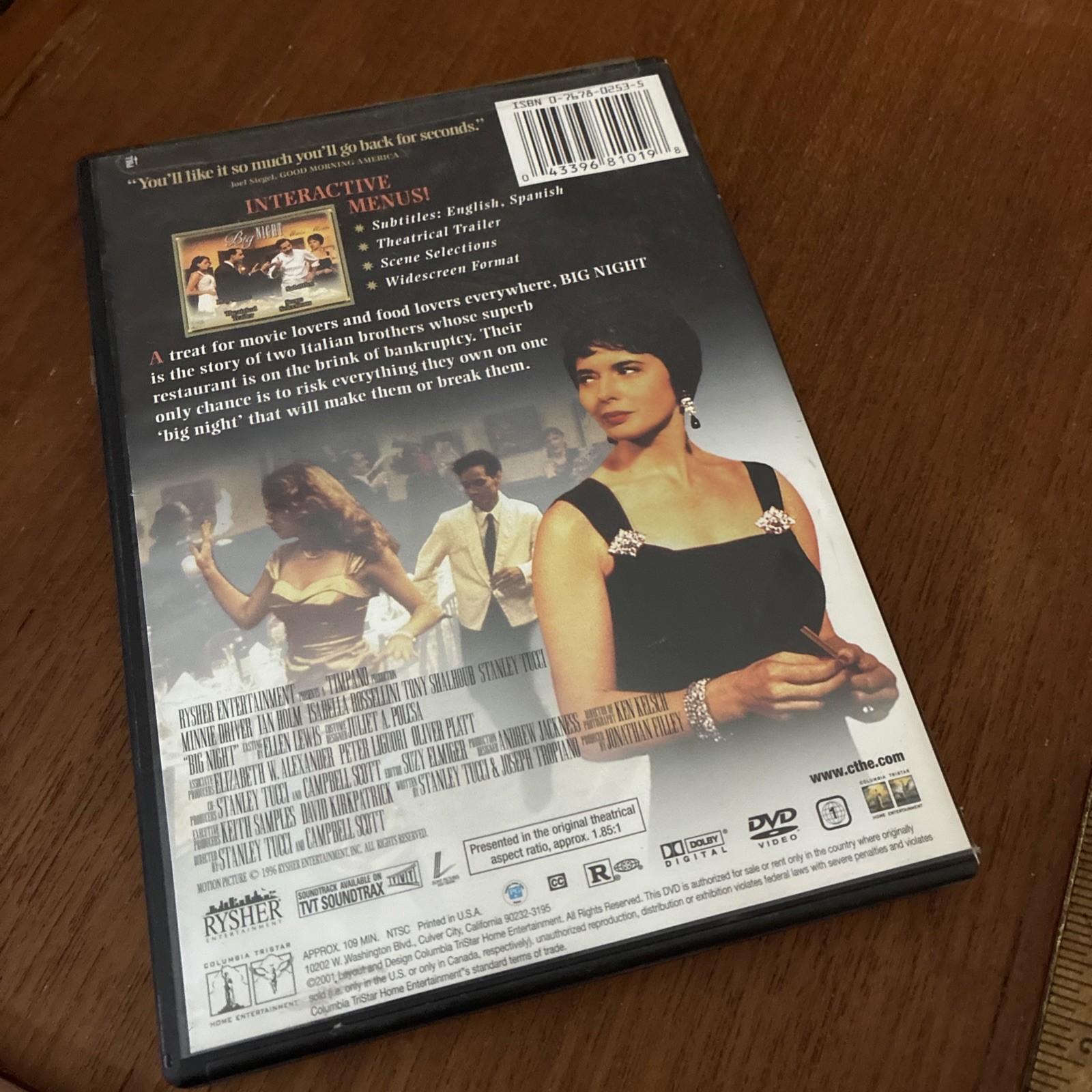 Big Night (DVD, 1996)