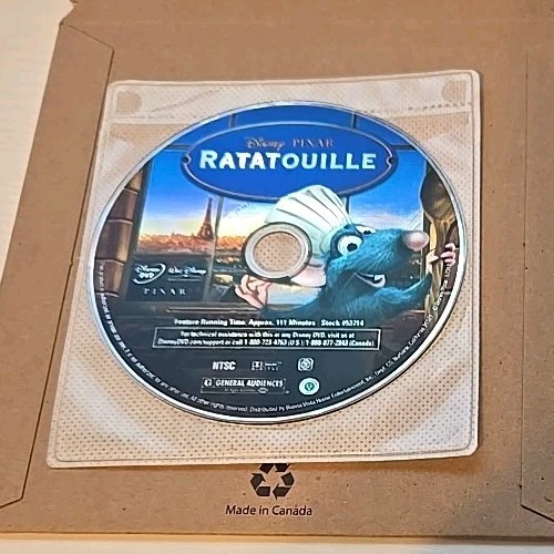 Ratatouille DVD 2007 Disney Pixar Animated Brad Bird Film. Disc Only, No Case