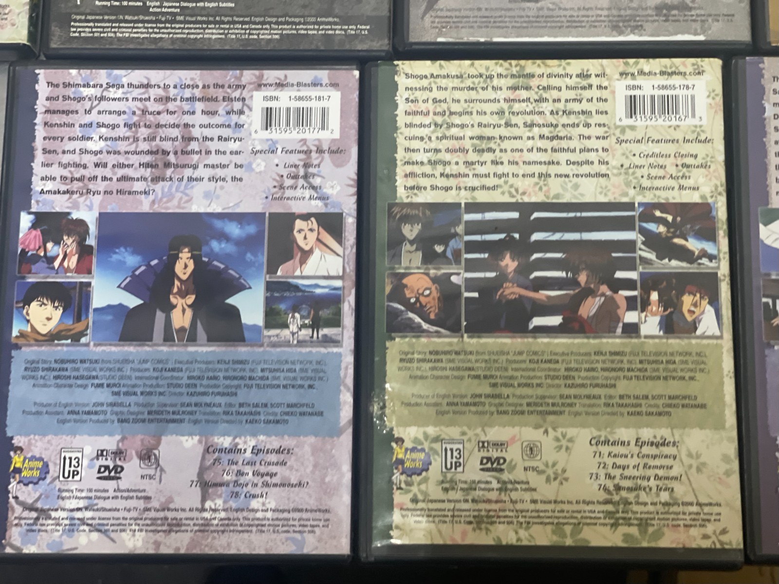 Lot of 18 Rurouni Kenshin Tales of the Meiji DVDs Video Lot Season 3 Volumes