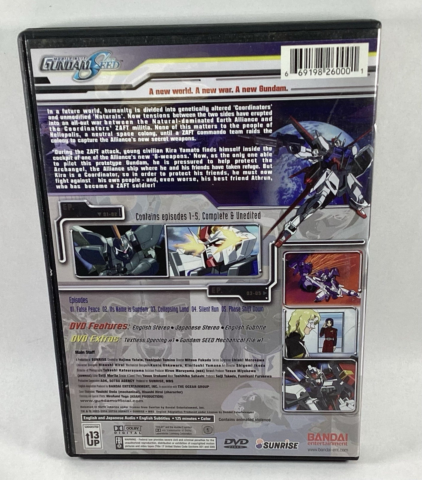 5 Anime DVD Videos Discs VGC Gundam Seed Speed Racer Yu-gi-oh! Samurai X